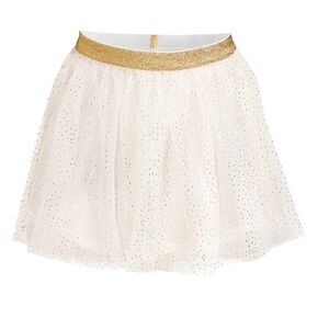 NEW Girls Tutu Mesh skirt by Holiday Time Cream/gold dots & elastic